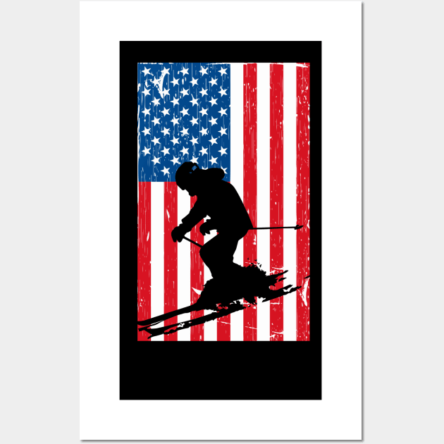 American flag ski nordic usa alpine skiing jersey Wall Art by ChristianCrecenzio